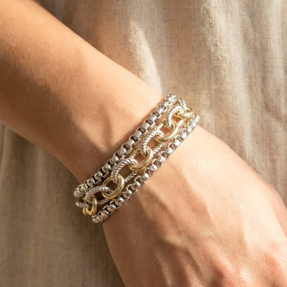 Assorted Chains Magnetic Lock Gold Plated Bracelet: GD