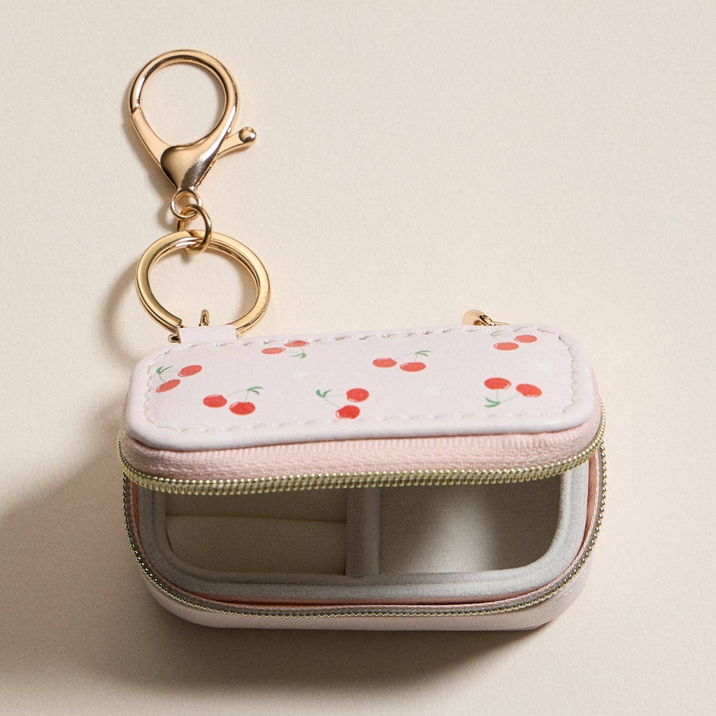 Mini Jewelry Travel Case with Keychain – Cherry Print Design: PK / ONE