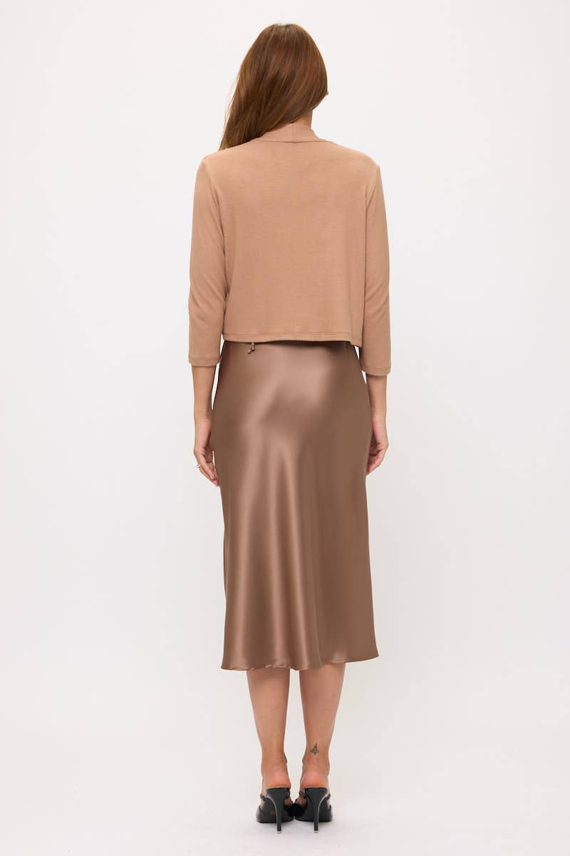 Khaki Brushed Knit Cashmere Bolero