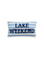 "LAKE WEEKEND" PILLOW,BLUE