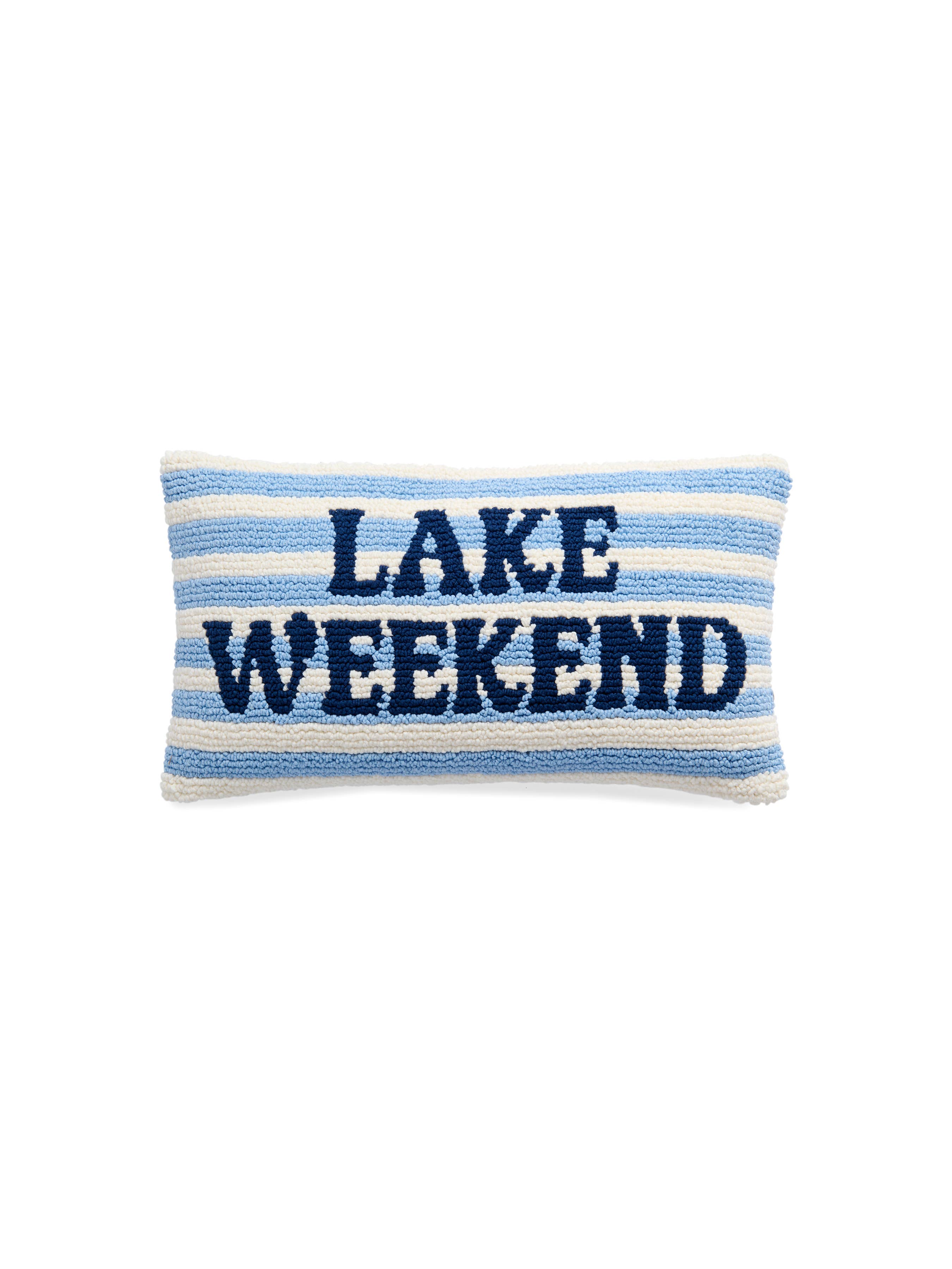 "LAKE WEEKEND" PILLOW,BLUE