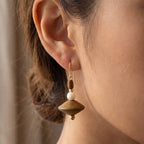 Wood Bead Natural Disc Drop Earrings