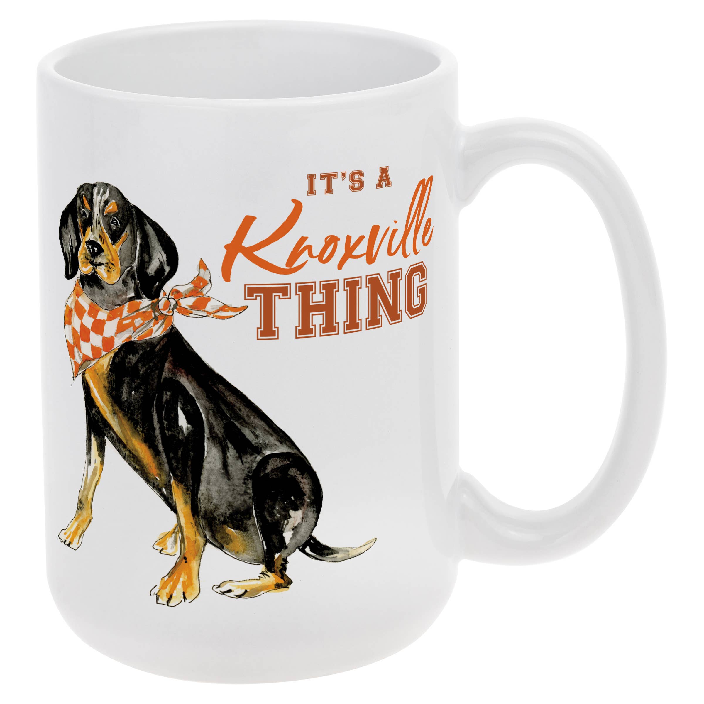 Orange Coonhound Collegiate Ceramic Mug 15 oz. Rosanne Beck