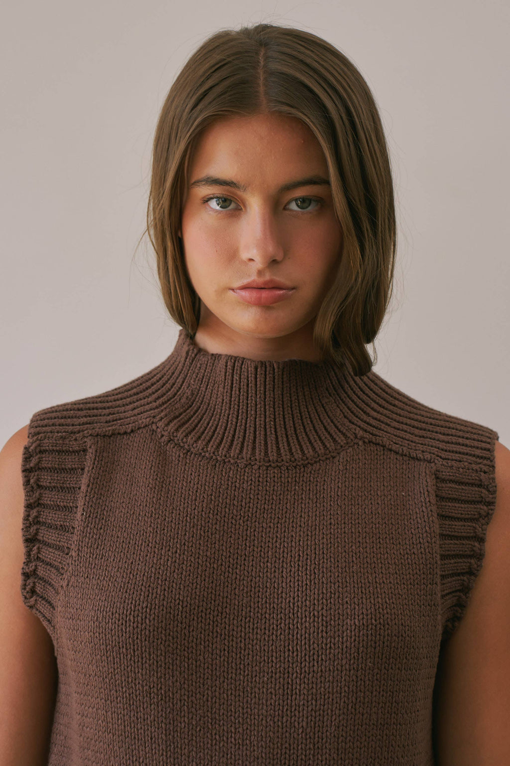 Choco Lexi Ribbed Mock Neck Sweater Vest