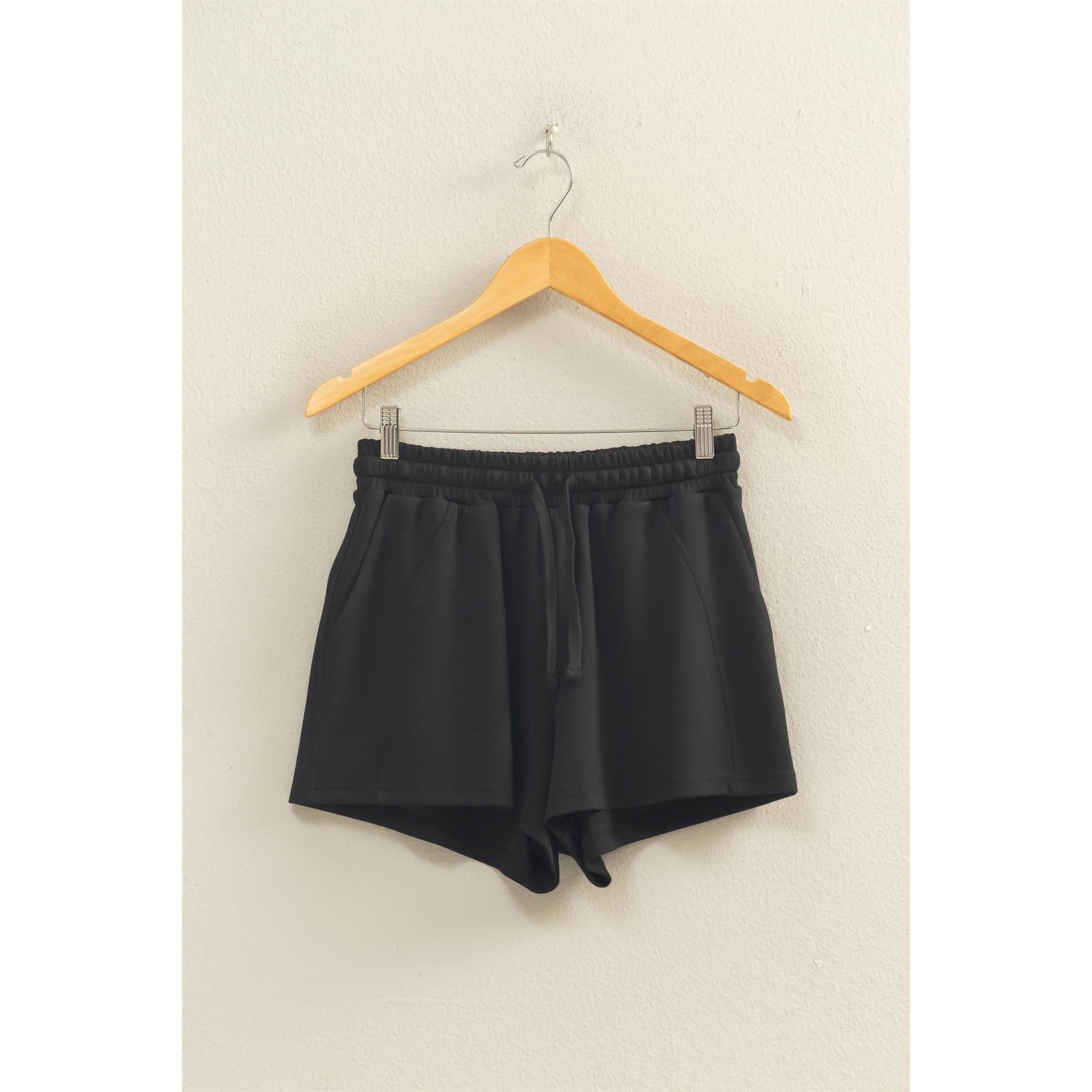BLACK Drawstring Waist Shorts