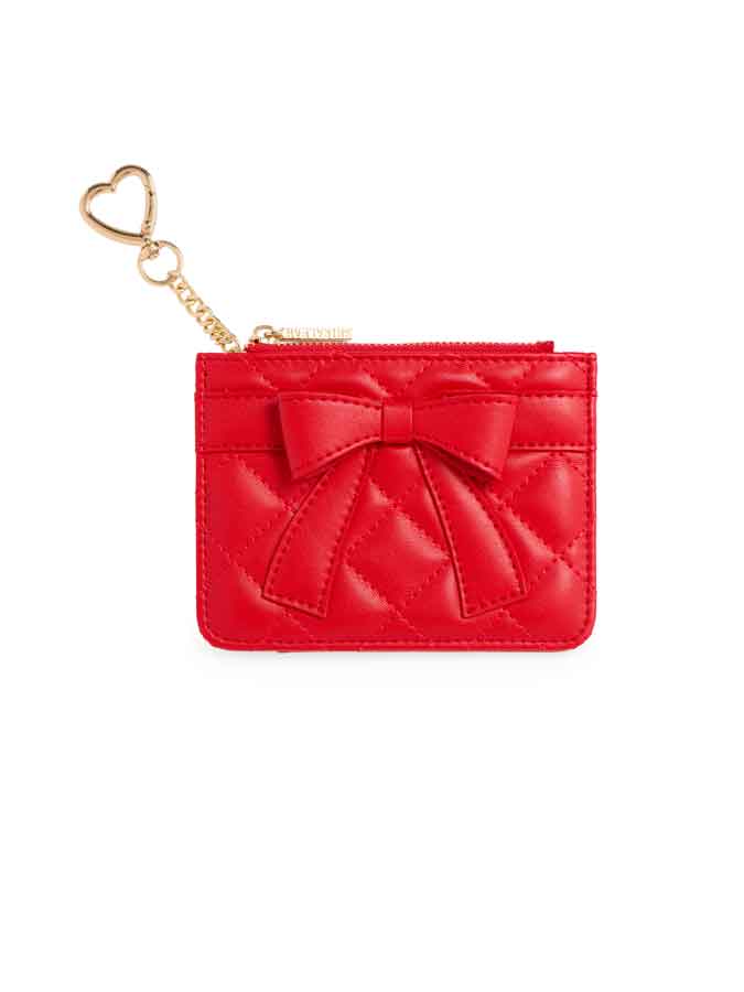 QUILTED BOW CARD CASE: GOLD