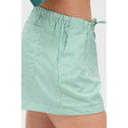 GREEN Striped Drawstring Waist Shorts
