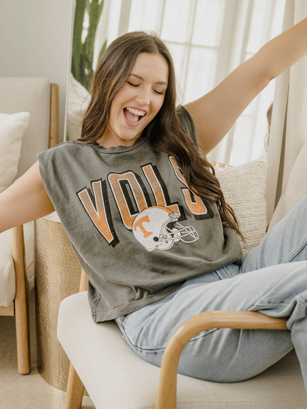 Tennessee Vols Helmet Fade Charcoal Tank Top