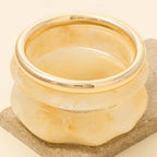 Metallic Tube And Wide Marble Resin Bangle Bracelet Set: KA