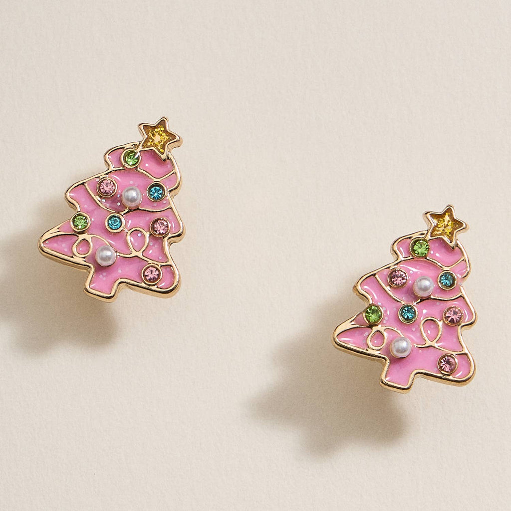 Christmas Tree Enamel Stud Earrings: White / One / 4BE32041