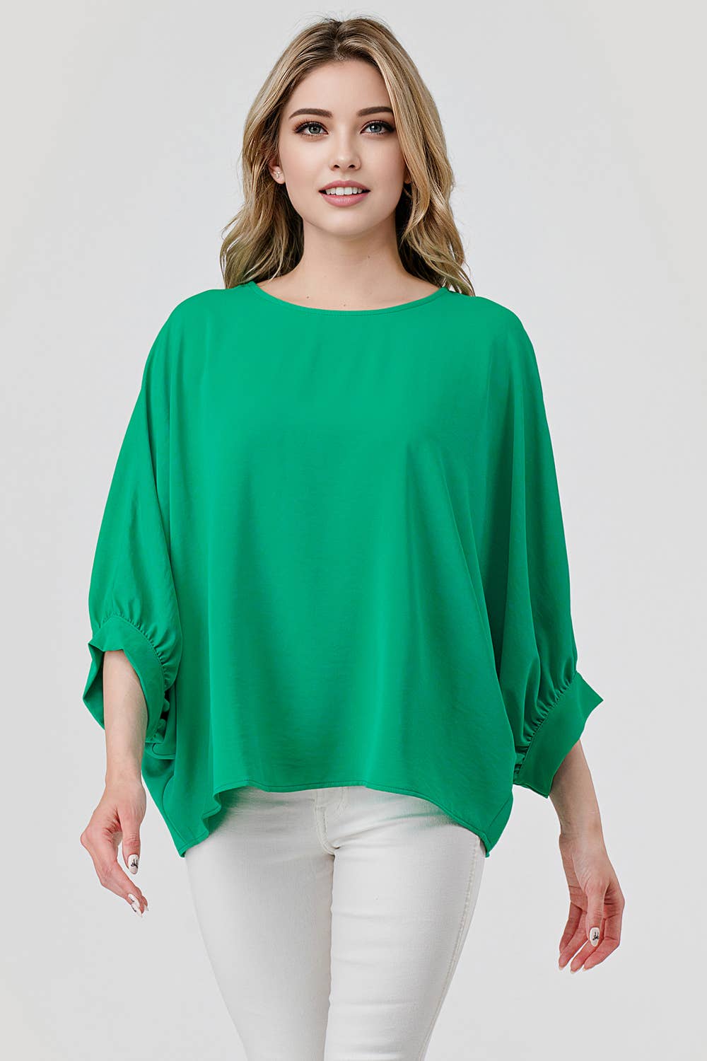Green Capri Oversized Flowy Dolman Sleeve Top