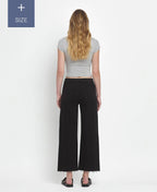 PLUS SIZE HIGH RISE BLACK CROP WIDE LEG JEANS