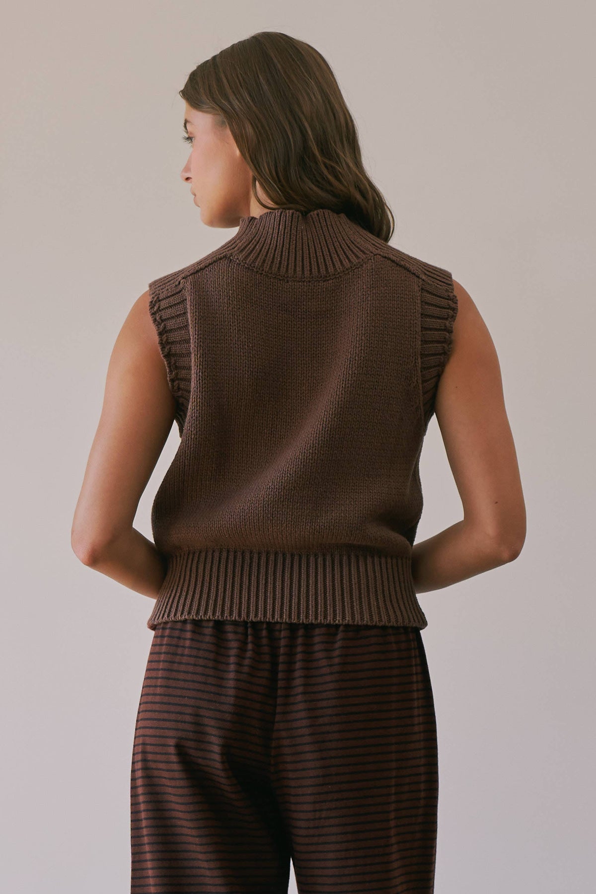 Choco Lexi Ribbed Mock Neck Sweater Vest