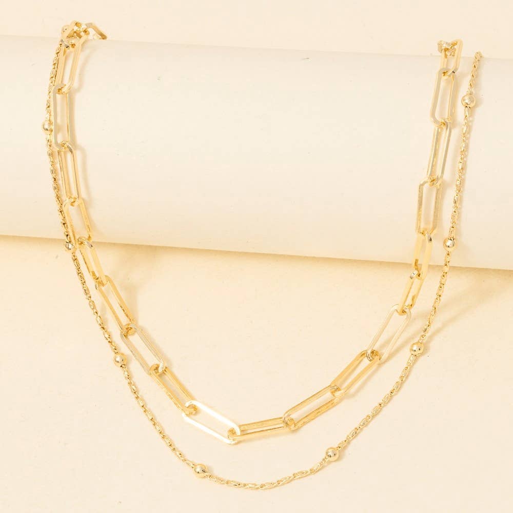Gold Dainty Mixed Layered Classic Chain Necklace