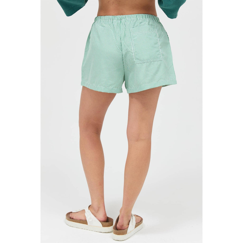 GREEN Striped Drawstring Waist Shorts