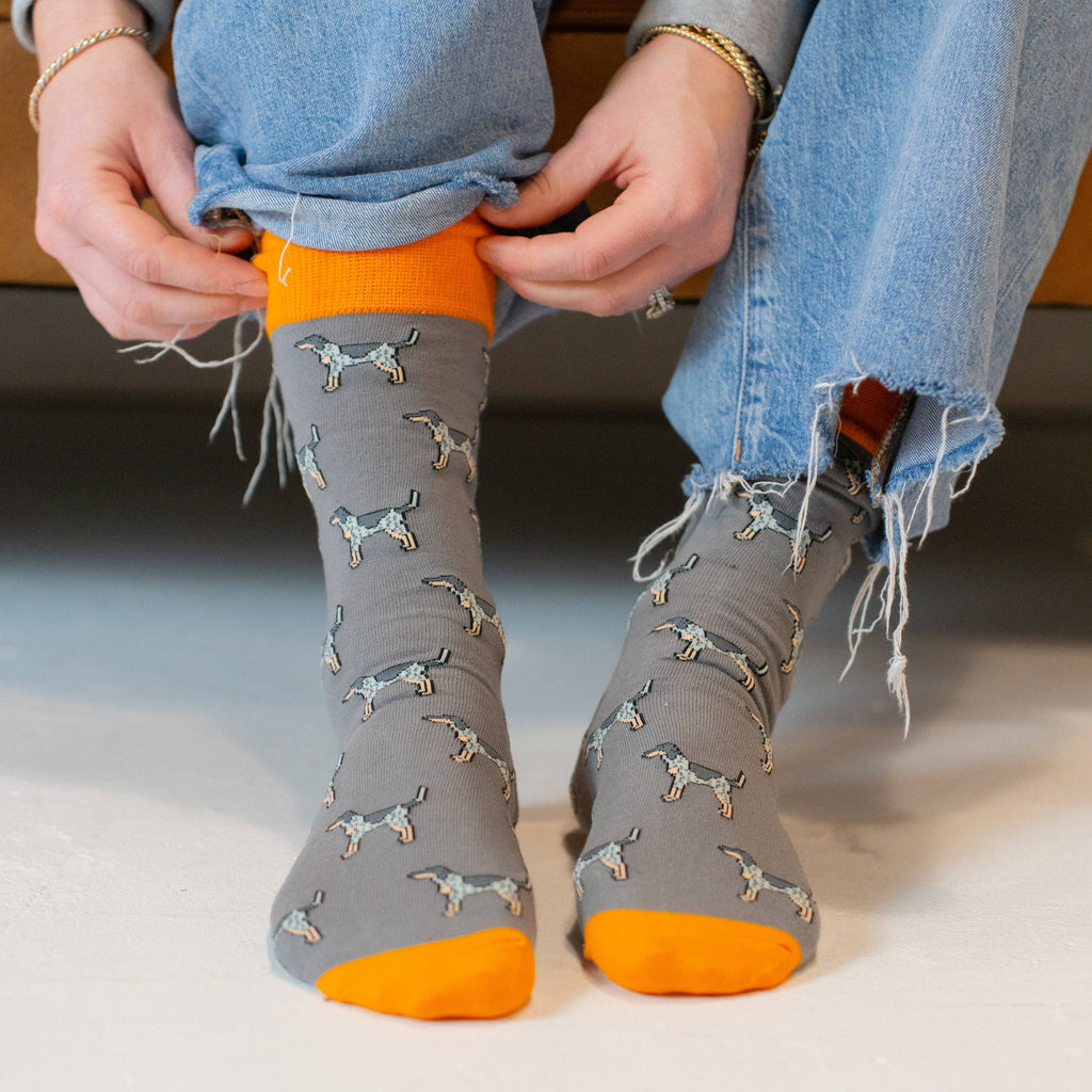 Coonhound Dog Grey Socks