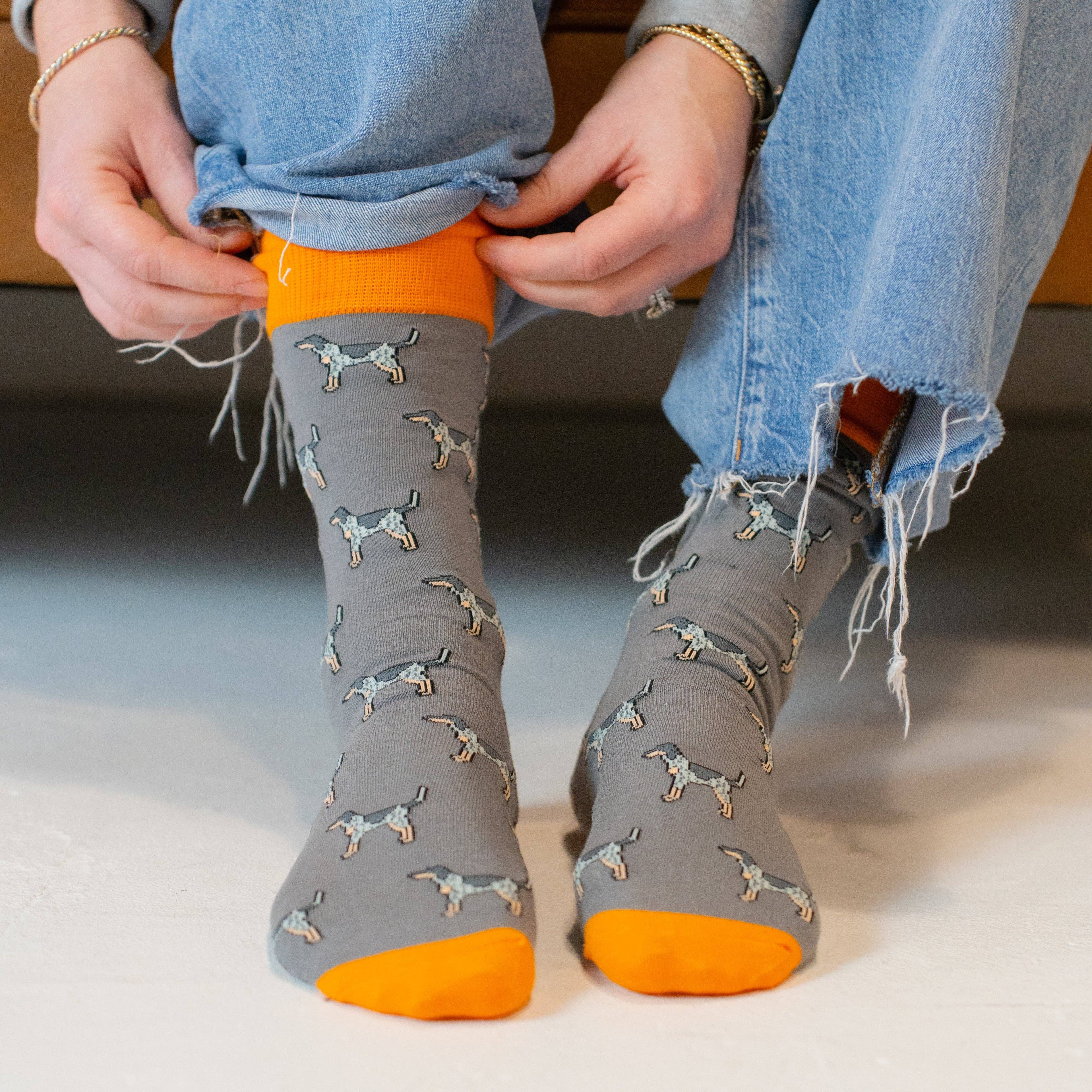 Coonhound Dog Grey Socks