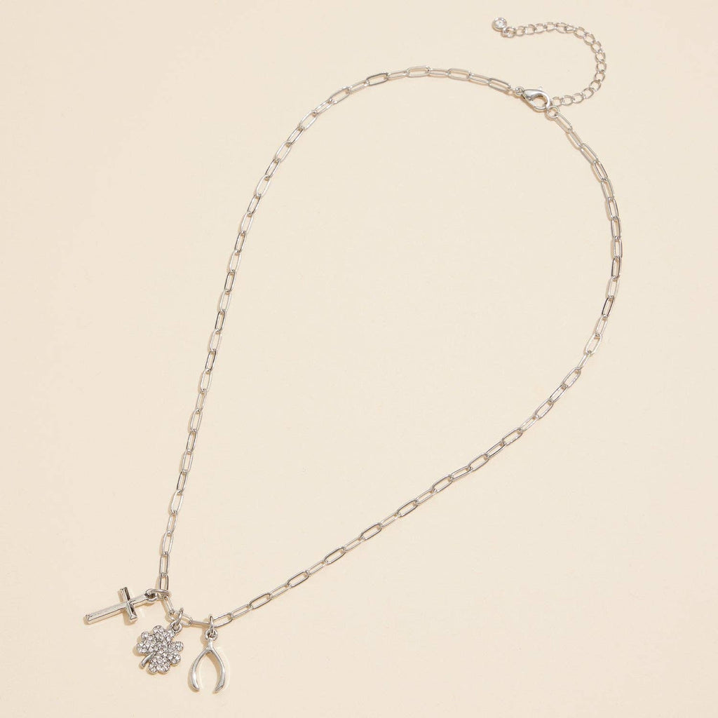 Gold Dipped Necklace with 3 Symbolic Charms: Gold / One / 4DN18071