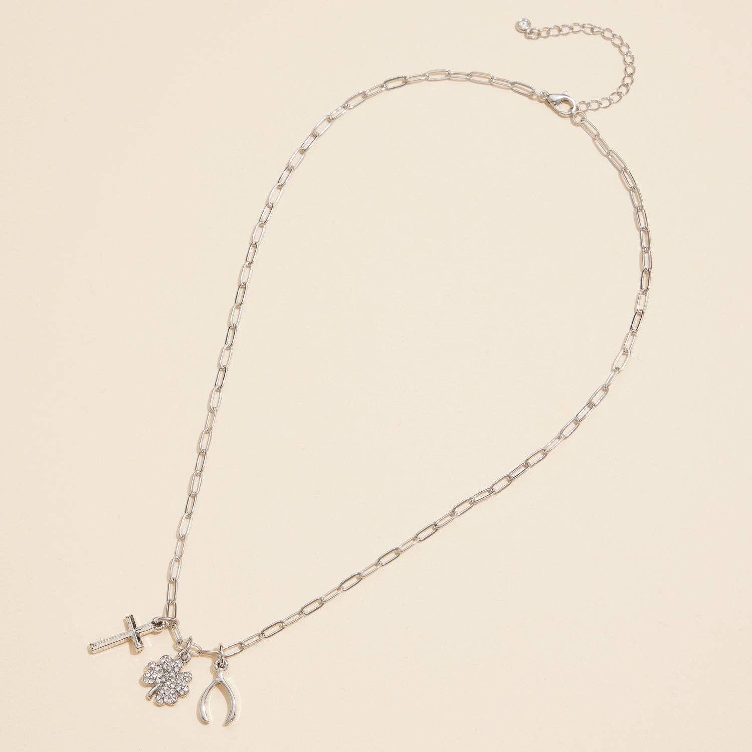 Gold Dipped Necklace with 3 Symbolic Charms: Gold / One / 4DN18071