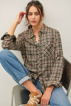 WINTER FOREST FLANNEL WANDER PLAID BUTTON DOWN SHIRT