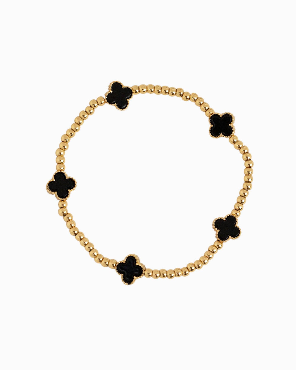 MOP Clover Stretch Beaded Bracelets, Set of 3: White