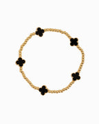 MOP Clover Stretch Beaded Bracelets, Set of 3: White