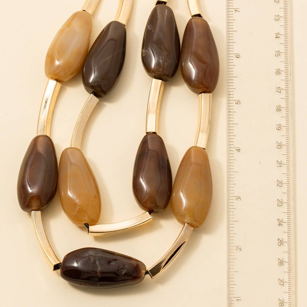 Large Stone Layered Resin Necklace: BR