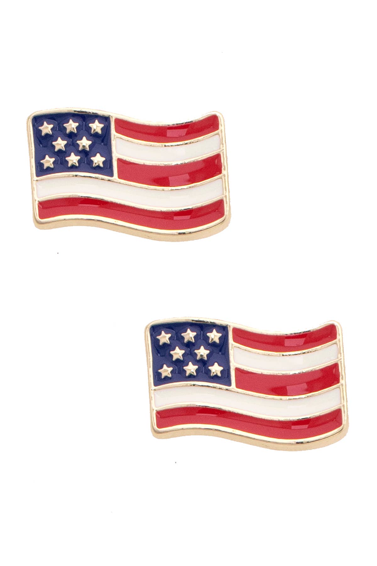 American Flag Enamel Stud Earrings in Red, White, & Blue