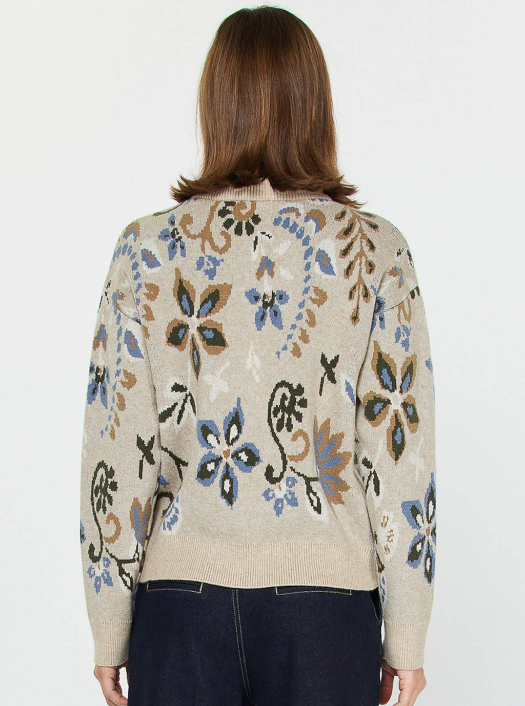 Barley Floral Half Zip Up Sweater