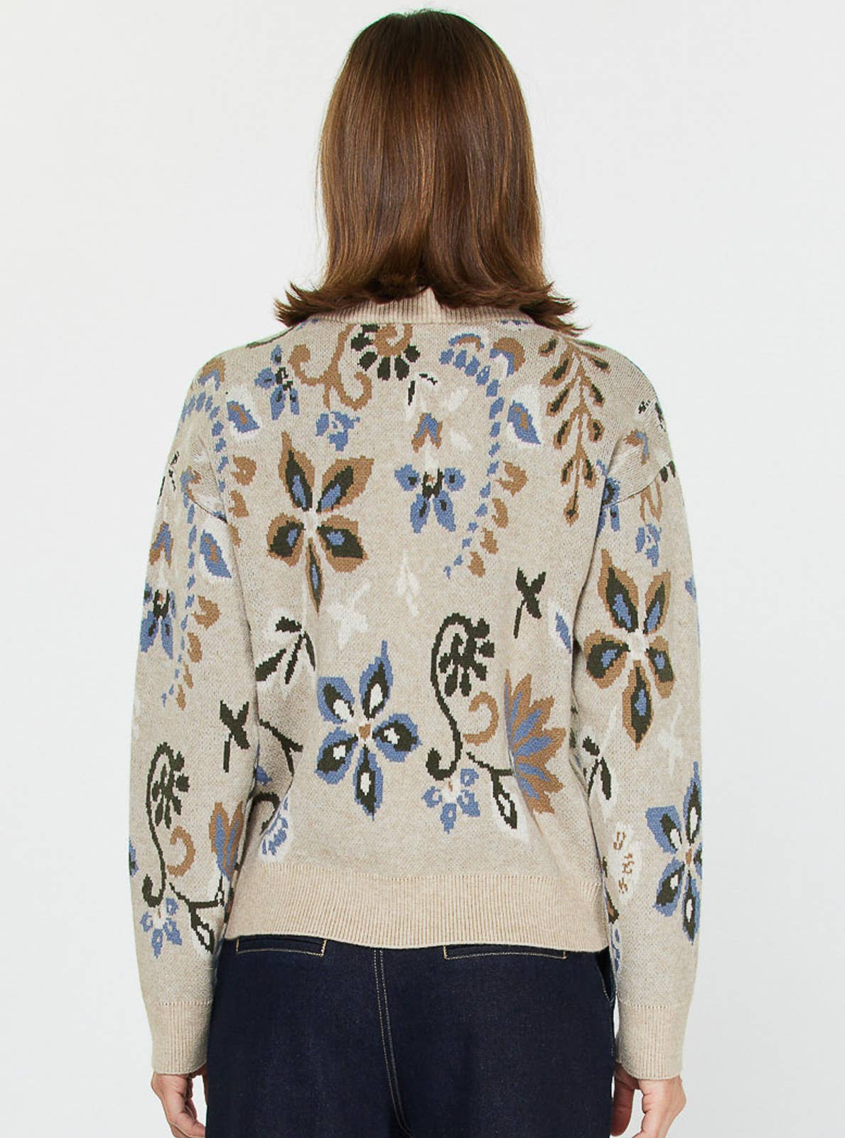 Barley Floral Half Zip Up Sweater