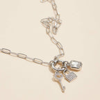 Gold Dipped Charm Necklace with Key and Gemstone Accents: Yellow Gold / One / 4DN18064