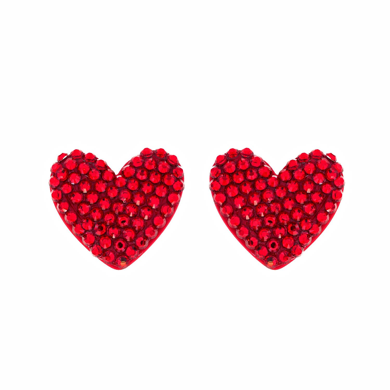 Rhinestone Heart Acrylic Post Earrings : Fuchsia