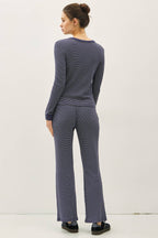 STITCHED THERMAL CREW NECK TOP: OATMEAL