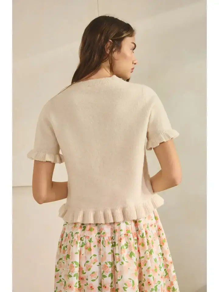 CREAM Ruffle Hem Knit Tee SWEATER – Creamon – view 11