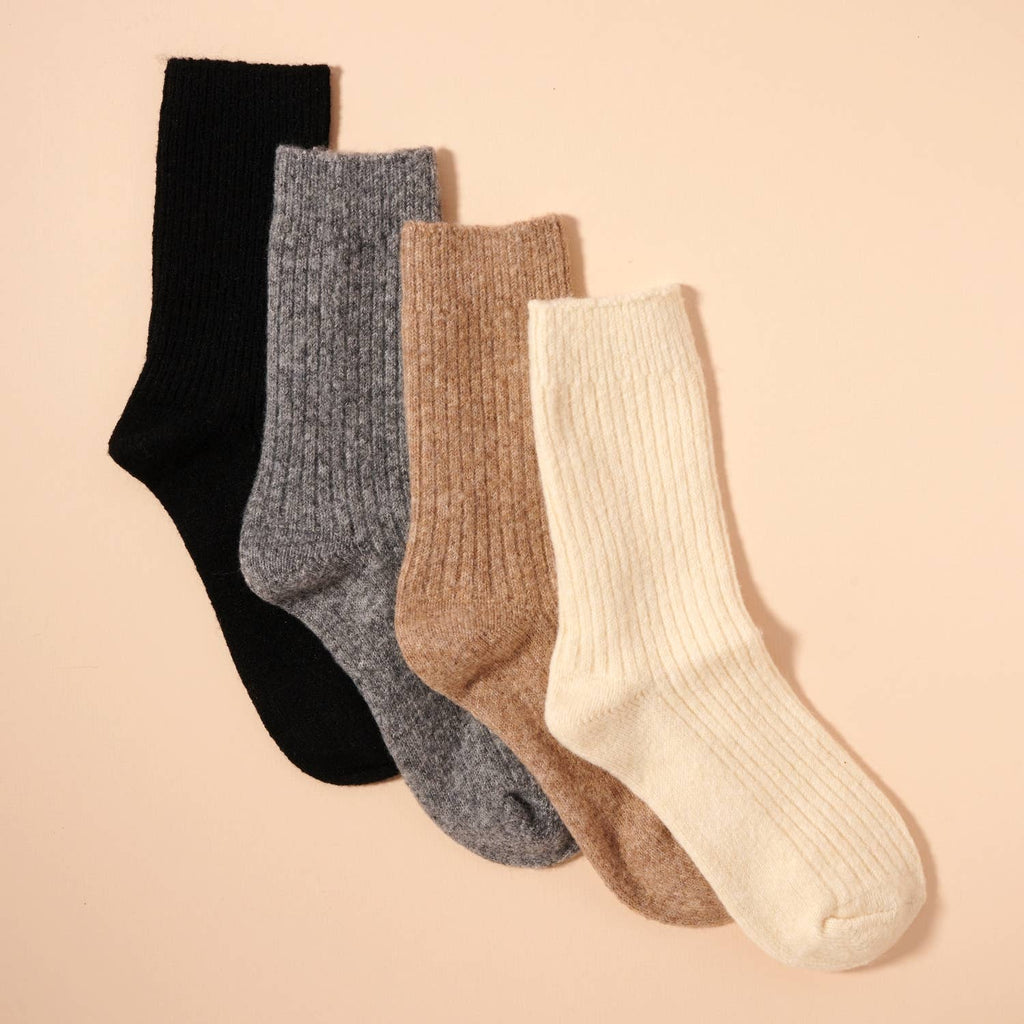 Ribbed Knit Crew Socks