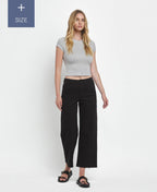 PLUS SIZE HIGH RISE BLACK CROP WIDE LEG JEANS