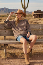 Mocha Mineral-Washed Oversized French Terry Top