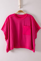 Fuchsia Dolman Sleeve Textured Knit Casual Top