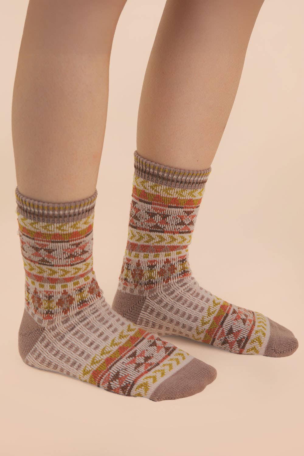 Geometric Graphic Crew Socks: SAGE