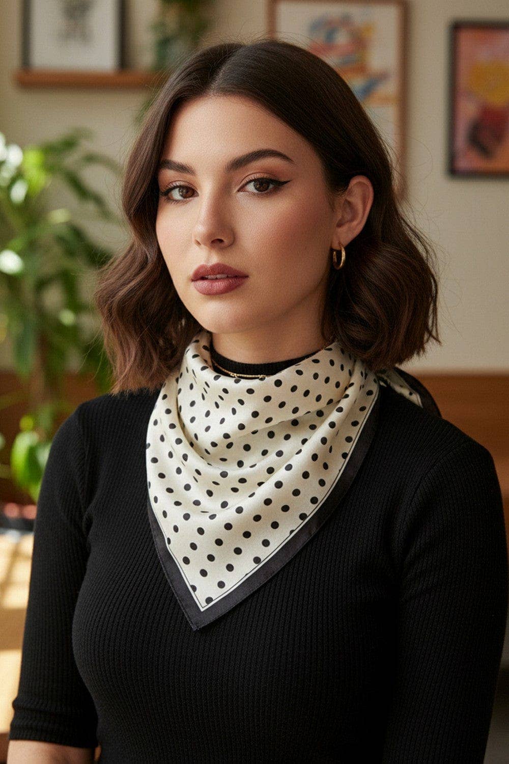 White Amie Polka Dot Print Bandana