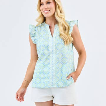 Kira Top | Mosaic Charm Blue