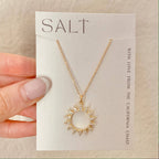 SUNBURST NECKLACE | gold | sparkly sun pendant necklace : 18" Chain