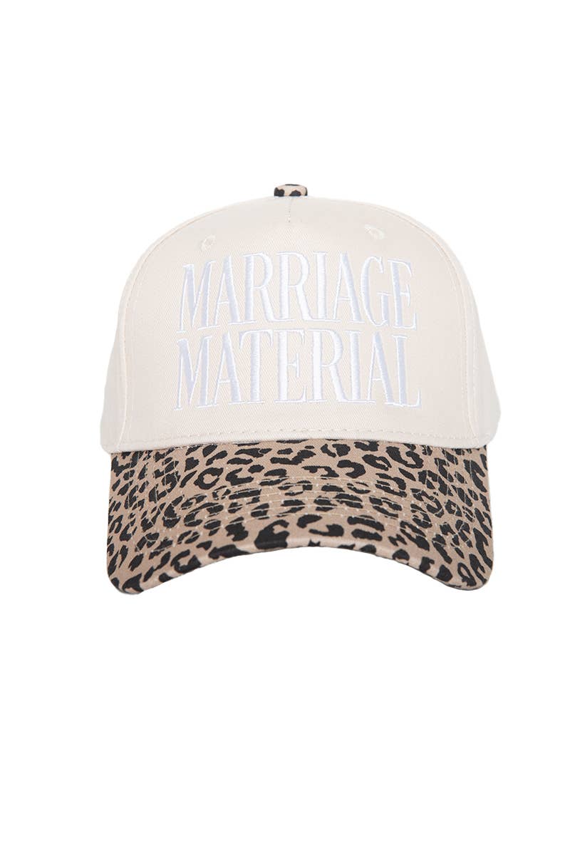 Marriage Material Two-Toned Trucker Hats For Women For Grads: Leopard and Tan