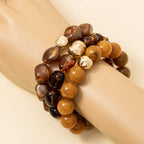 Metallic And Marble Acrylic Beads Bracelet: BR