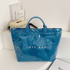 BLUE PVC Tote Bag for Women Clear Plastic Handbag Large Work