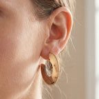 Wood And Resin Flat Hoop Earring