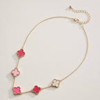 Gold Chain Necklace with Shell Inlay Charms: Black / One / 4SN11001