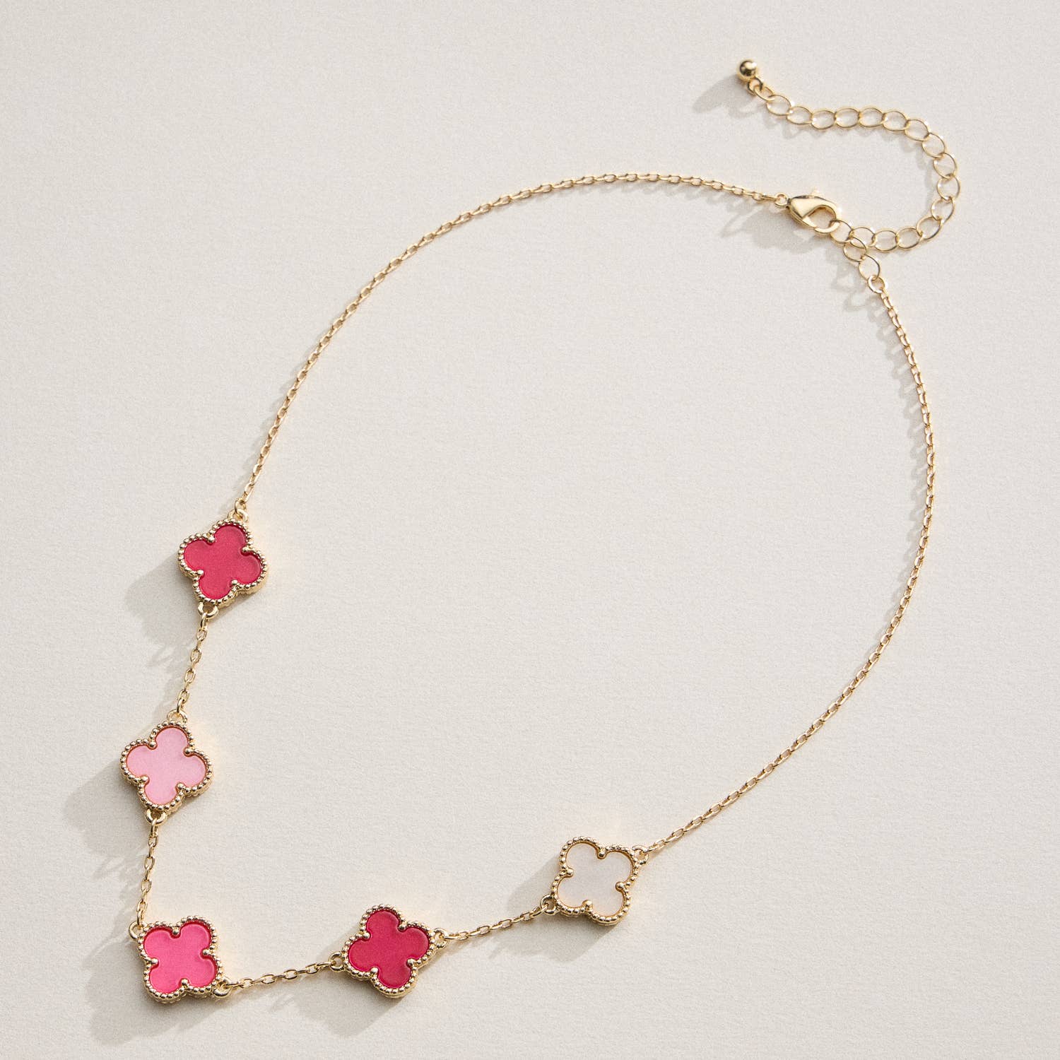 Gold Chain Necklace with Shell Inlay Charms: Gold/White / One / 4SN11001