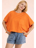 Orange Mineral Washed Oversized Crop Comfy Knit Top – VERY J