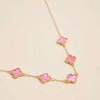 Gold Chain Necklace with Shell Inlay Charms: Pink / One / 4SN11001